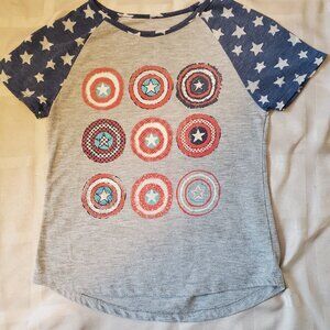 Marvel Captain America Vintage Look T-shirt Girls M 7-8